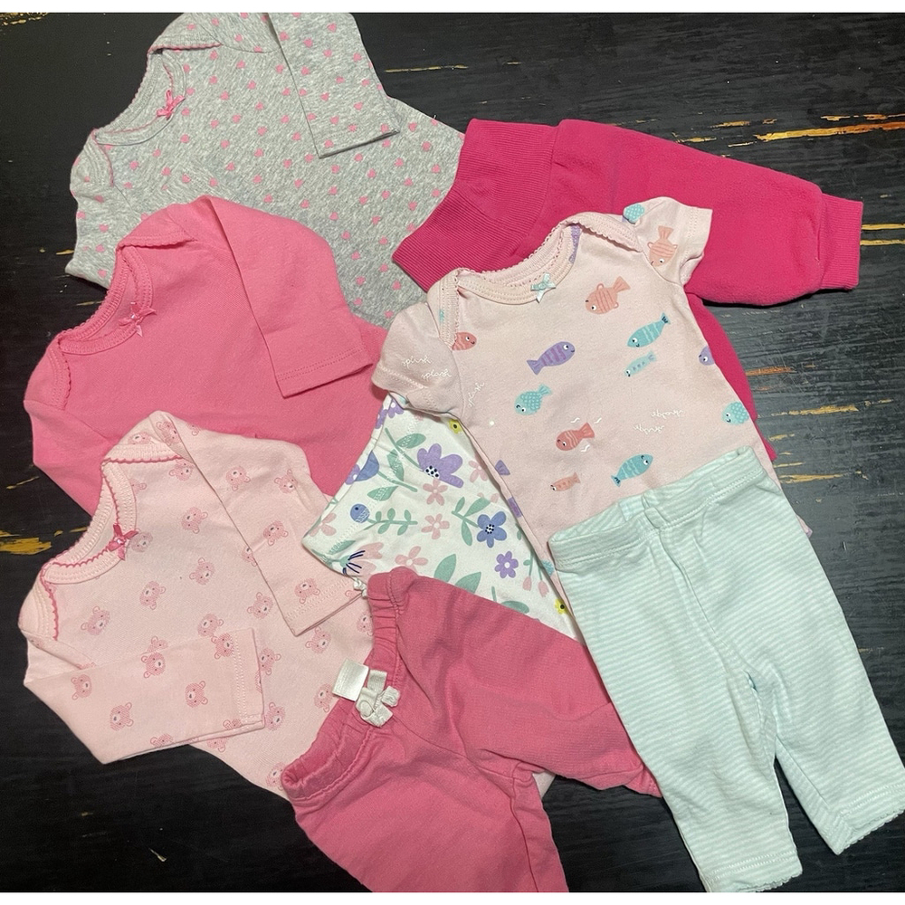 Newborn Girls hearts bears pink soft cozy Lot carters Bodysuits And Pants